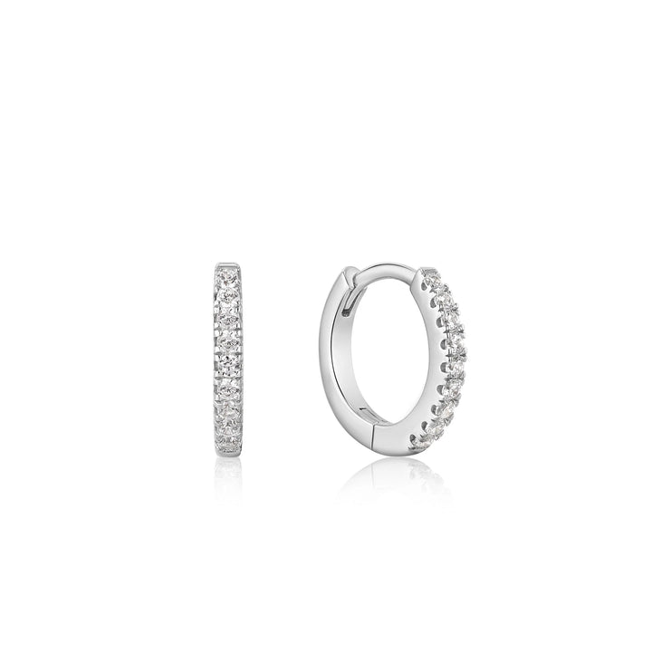 Ania Haie - Oorbel piercing (per stuk) Silver Sparkle Mini Huggie Hoops - Luxedy