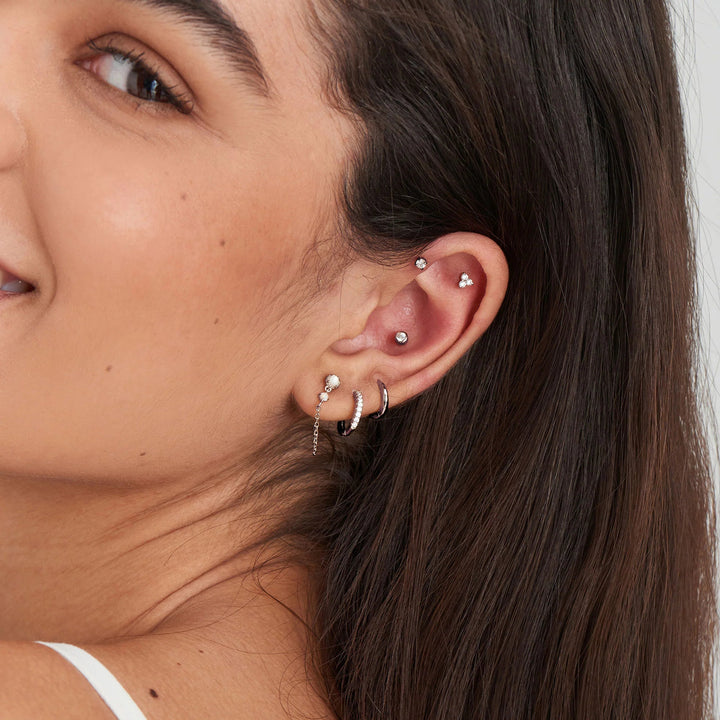 Ania Haie - Oorbel piercing (per stuk) Silver Sparkle Mini Huggie Hoops - Luxedy