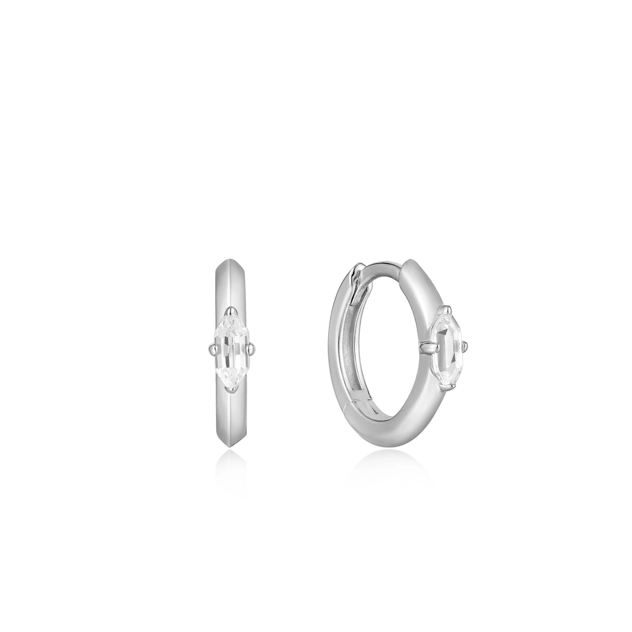 Ania Haie - Oorbellen Sparkle Emblem Huggie Hoop Silver - Luxedy