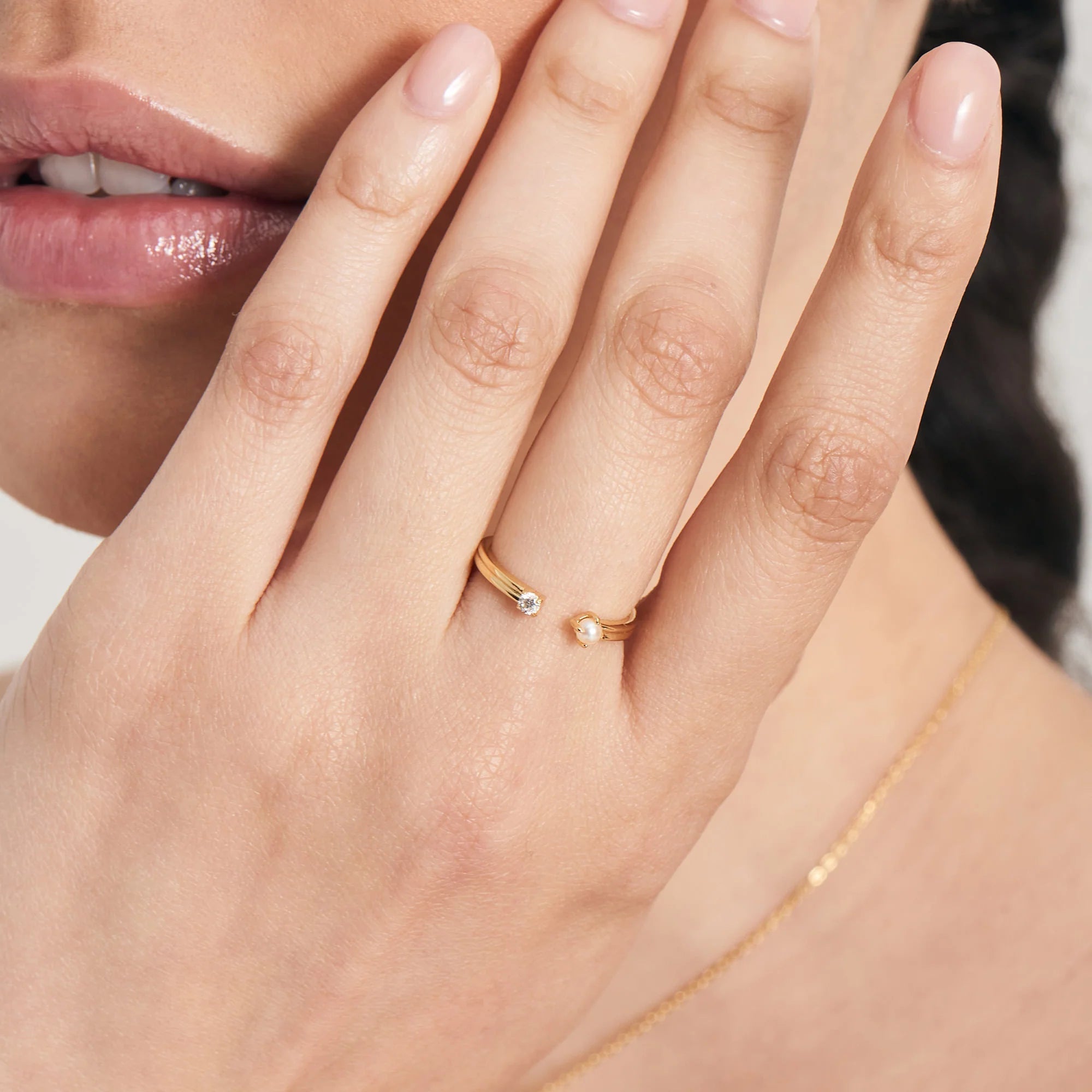 Ania Haie - Ring Pearl Sparkle Gold (verstelbaar) - Luxedy