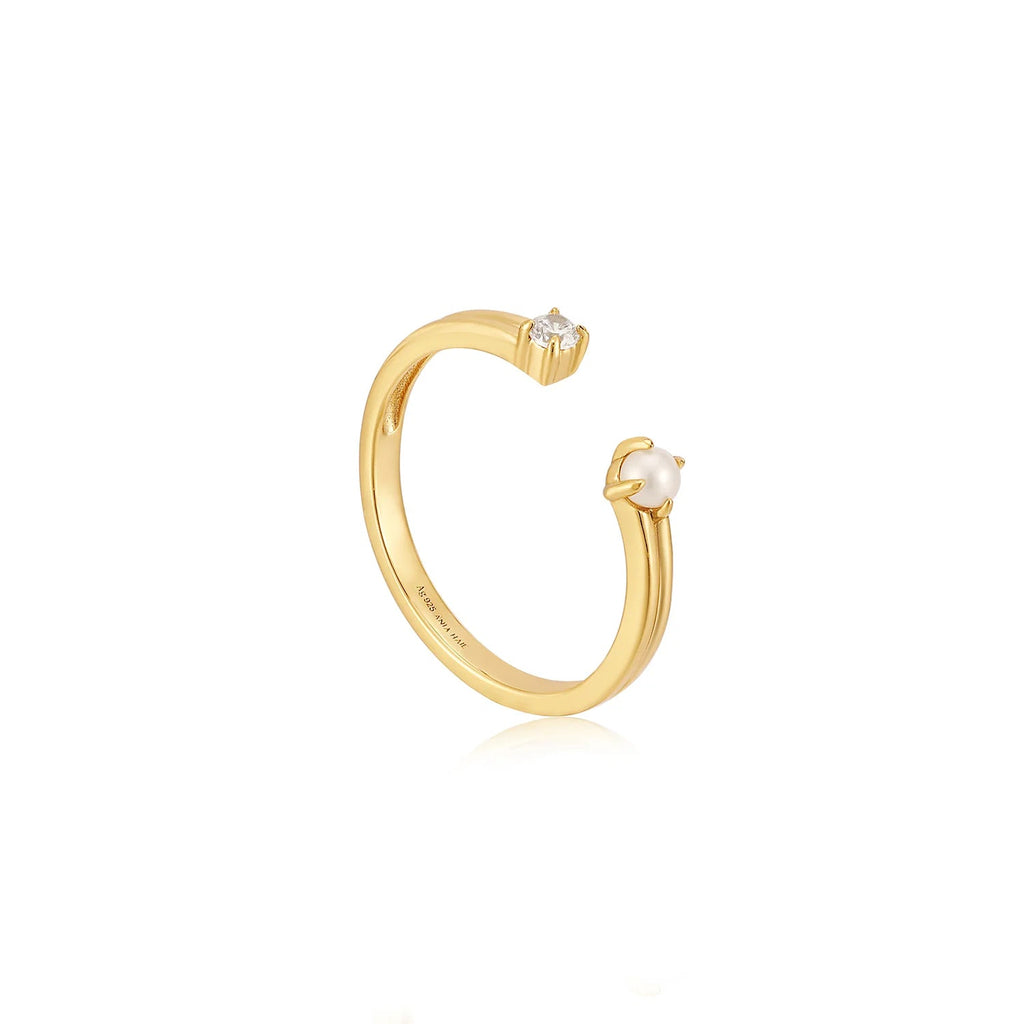 Ania Haie - Ring Pearl Sparkle Gold (verstelbaar) - Luxedy
