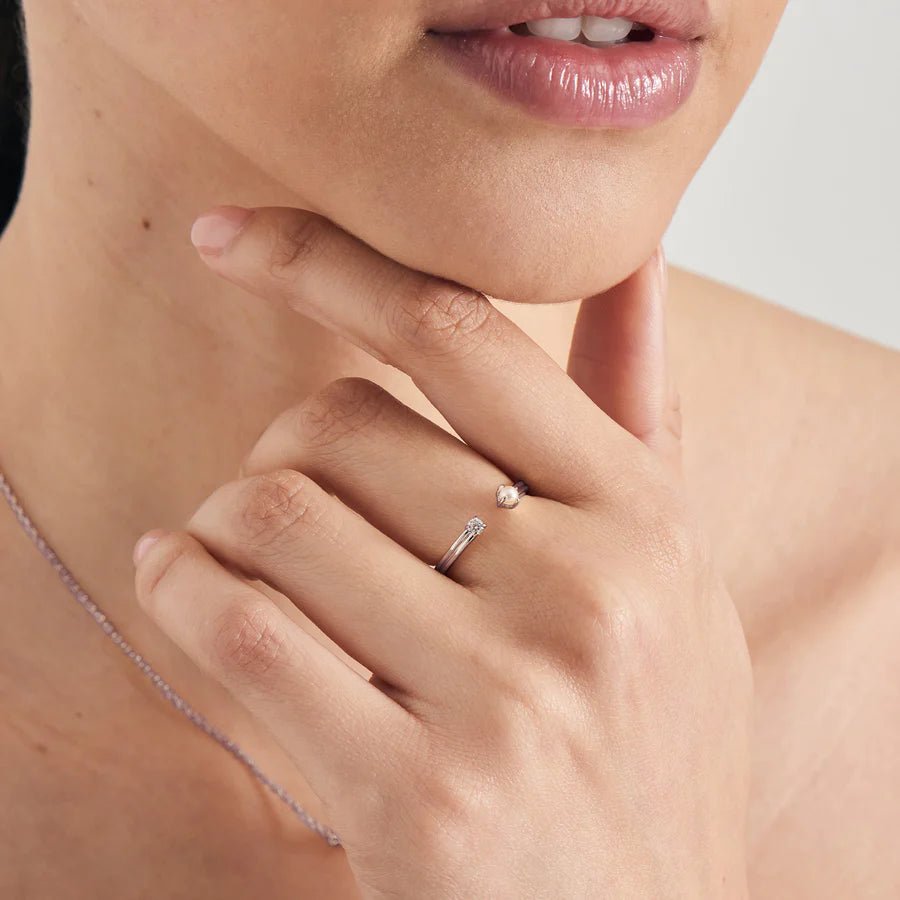 Ania Haie - Ring Pearl Sparkle Silver (verstelbaar) - Luxedy