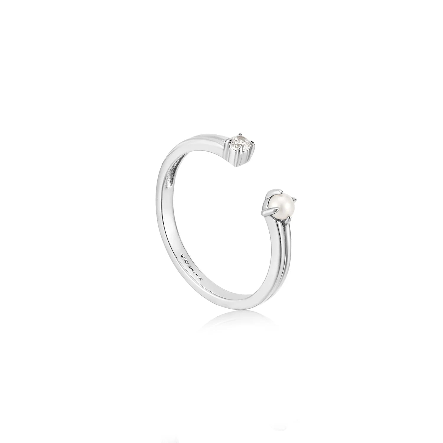 Ania Haie - Ring Pearl Sparkle Silver (verstelbaar) - Luxedy