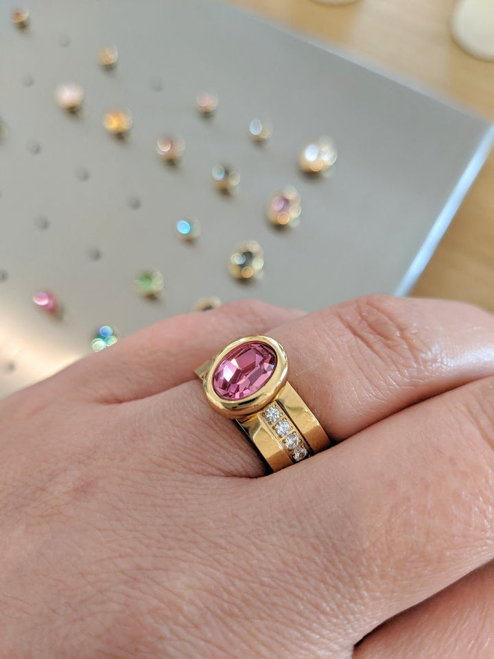 Melano - Ring Flat & Crystal Goud - Luxedy