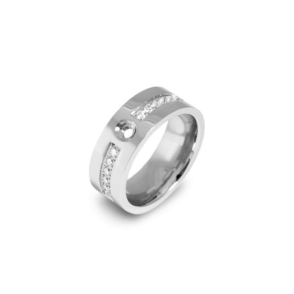 Melano - Ring Flat & Crystal Zilver - Luxedy