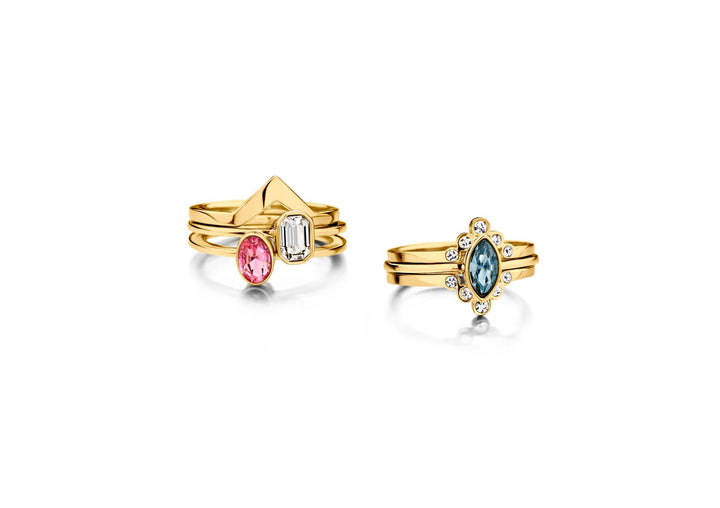 Melano - Ring Friends Pointed Crystal Goud - Luxedy