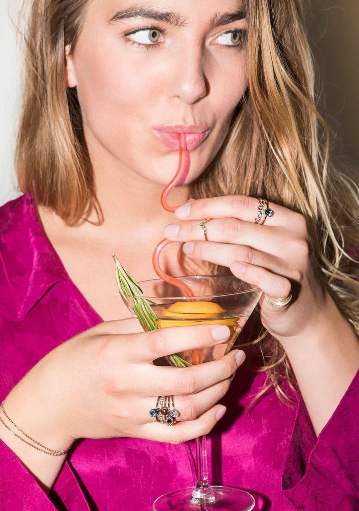 Melano - Ring Friends Pointed Crystal Rosé Goud - Luxedy