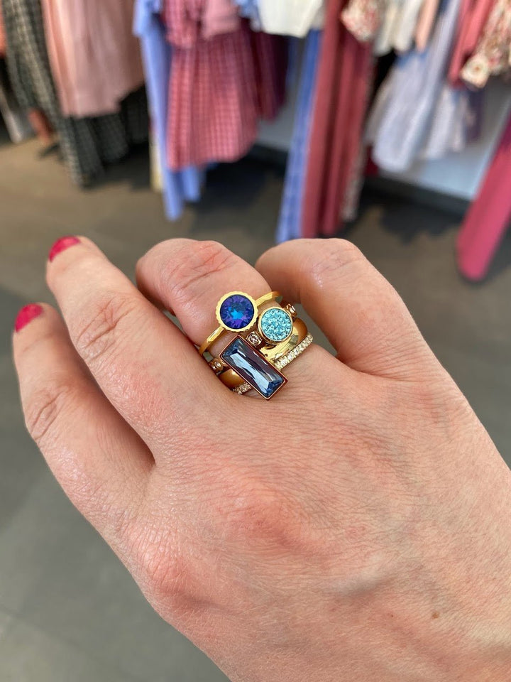 Melano - Ring Twisted Wave Crystal Goud - Luxedy
