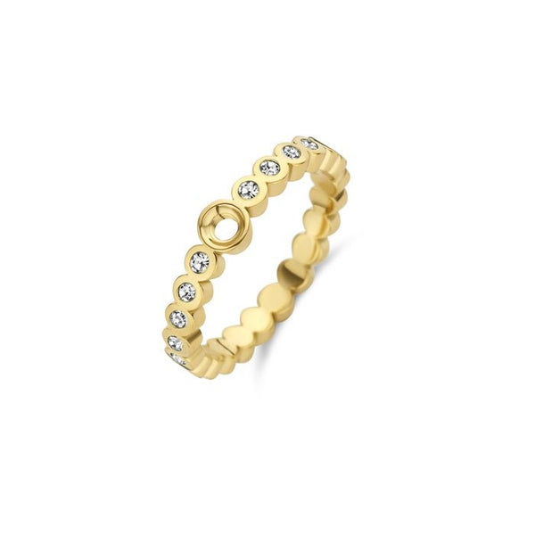 Melano - Ring Twisted Wave Crystal Goud - Luxedy