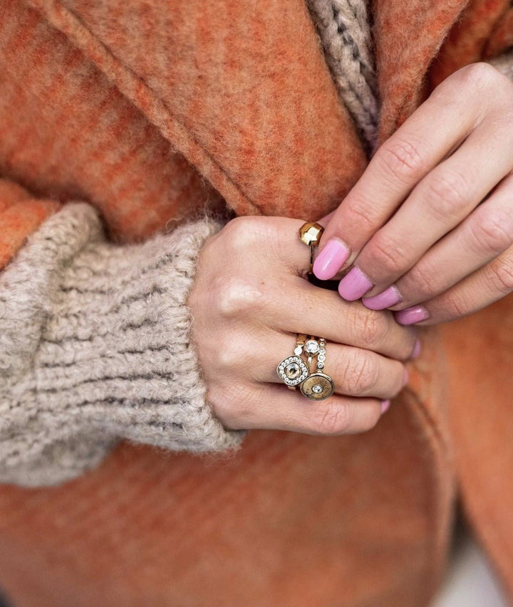Melano - Ring Twisted Wave Crystal Goud - Luxedy