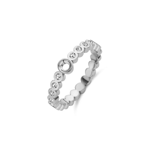 Melano - Ring Twisted Wave Crystal Zilver - Luxedy