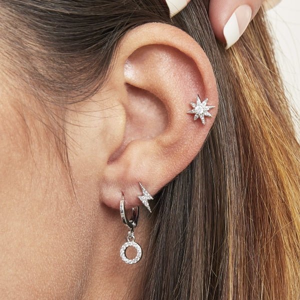 Oorbellen - Piercing Zilver Oriental Star - Luxedy