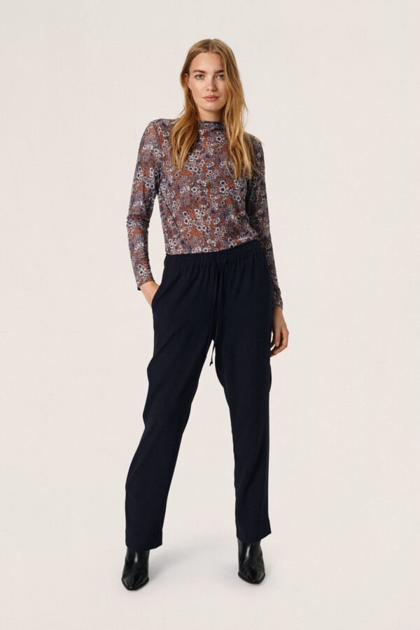 Soaked in Luxury - Broek Shirley Tapered Night Sky Blue - Luxedy