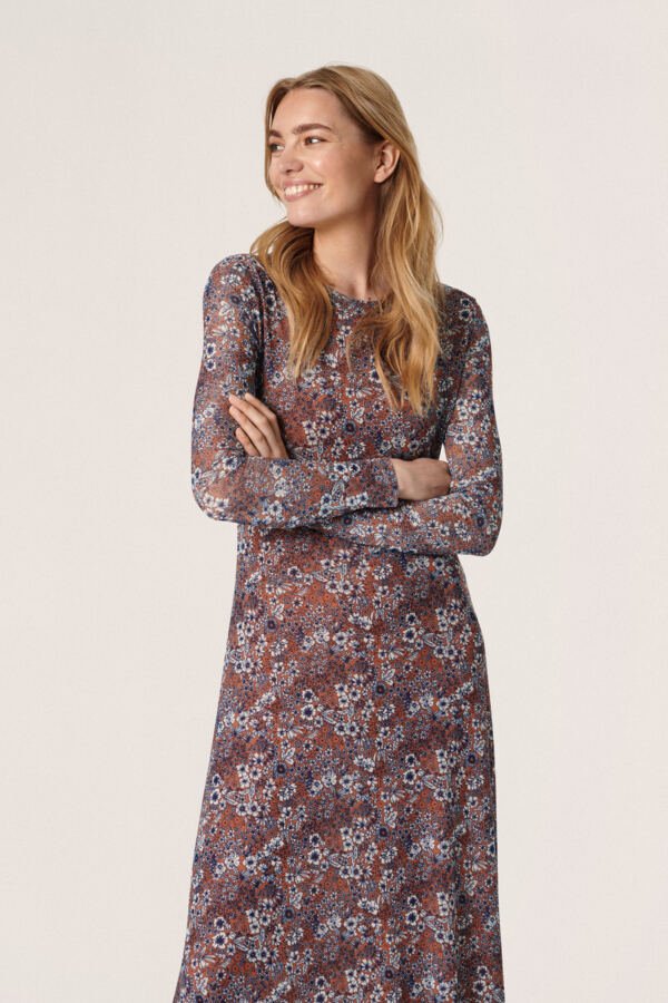 Soaked in Luxury - Jurk Briley Arine Amber Brown Flor - Luxedy