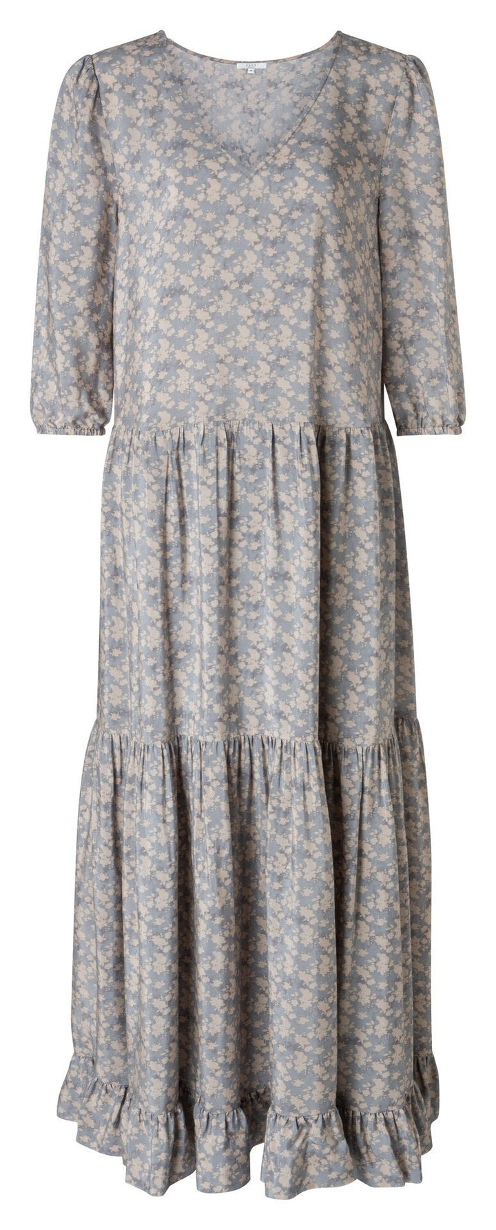 YAYA - Jurk Maxi Floral & Ruffles Dark Grey - Luxedy