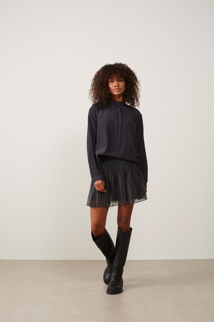YAYA - Rok Jersey Plisse Printed Mini Phantom Dessin - Luxedy