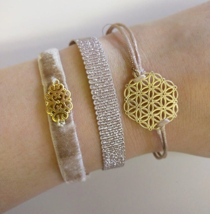 Yz'Bel Armband - Ribbon Velvet Oriental Taupe - Luxedy